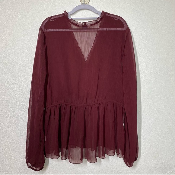 Belle Sky Sheer long sleeve peplum blouse NWT - Picture 5 of 9